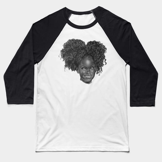 Curly Girl Baseball T-Shirt by Mod Art